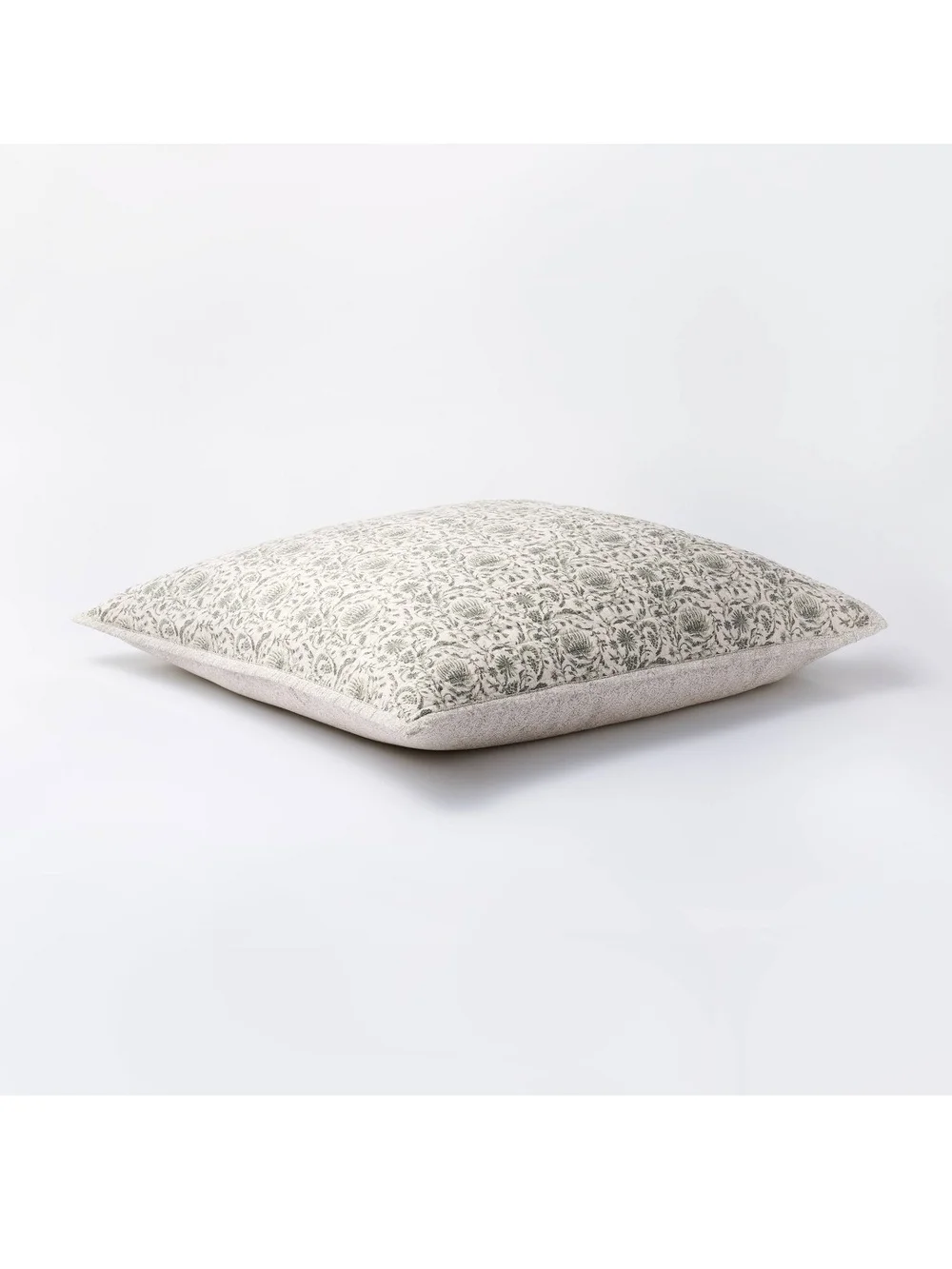 Decorative Border Floral Teal Quilted Slub Euro Sham  - Studio Mcgee Threshold